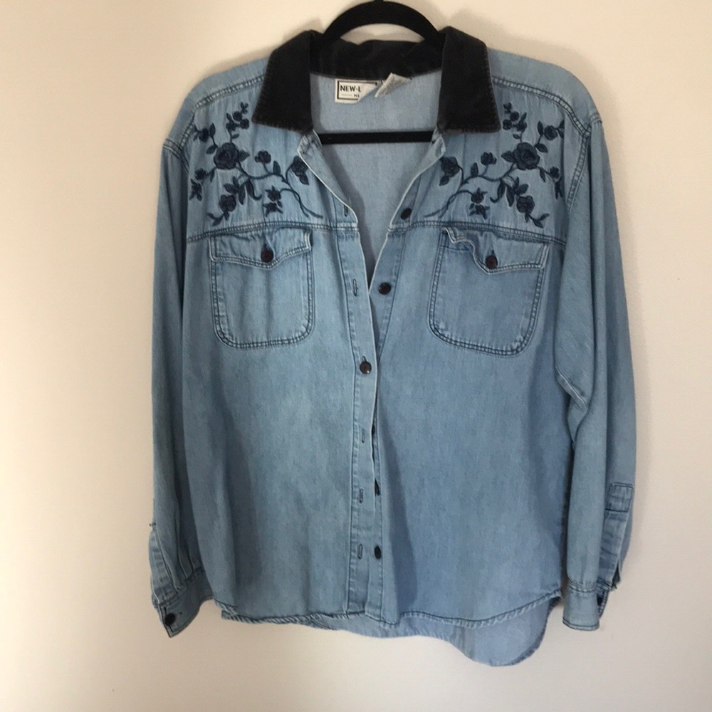 VINTAGE EMBROIDERED CHAMBRAY SHIRT